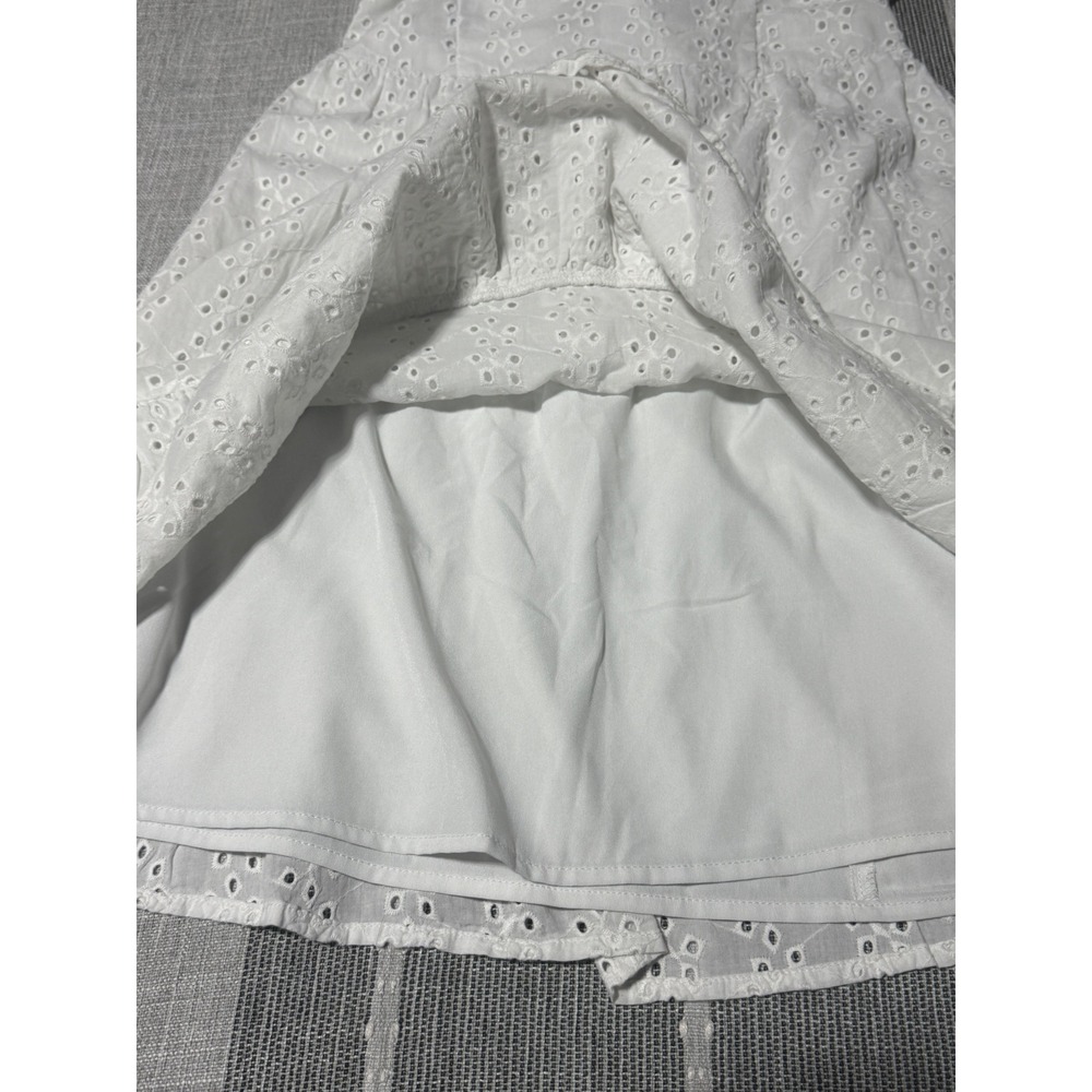 Hollister Womens White Eyelet Mini Dress XS Regular Sleeveless Tie Back Summer - Picture 5 of 7